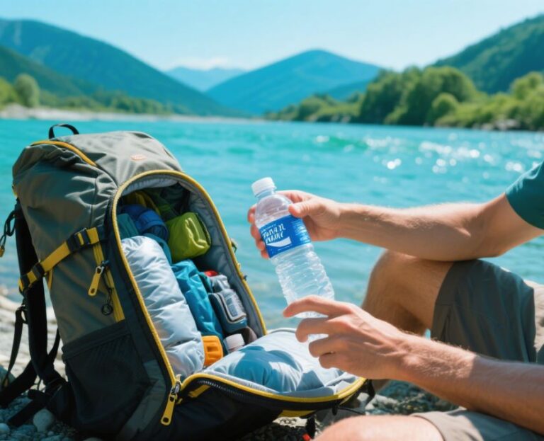 Hiker Organizing a Vacuum Compression Backpack On a Multi-day Trail